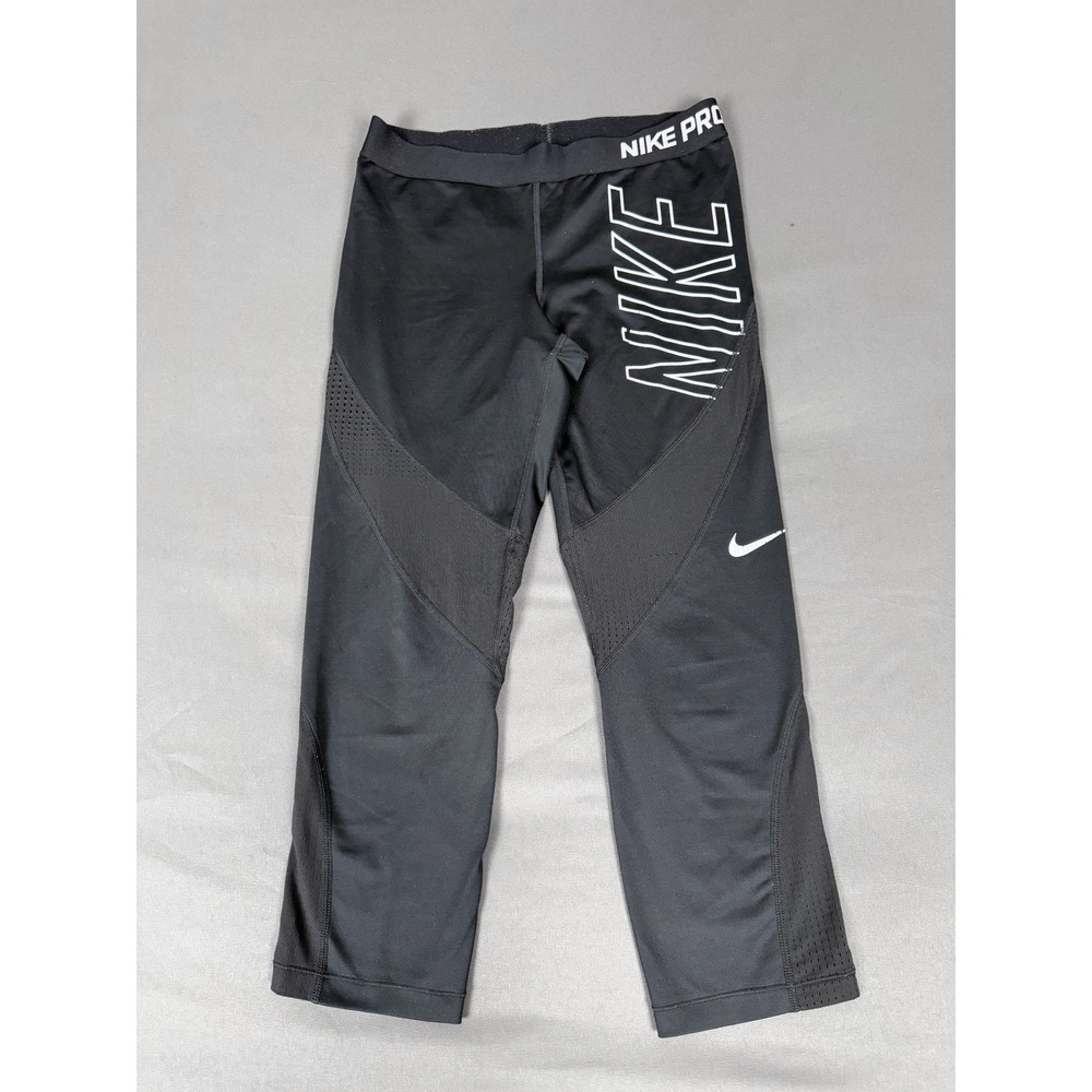 Nike Pro Hypercool Leggings Womens Size M Black Capri Mesh Training